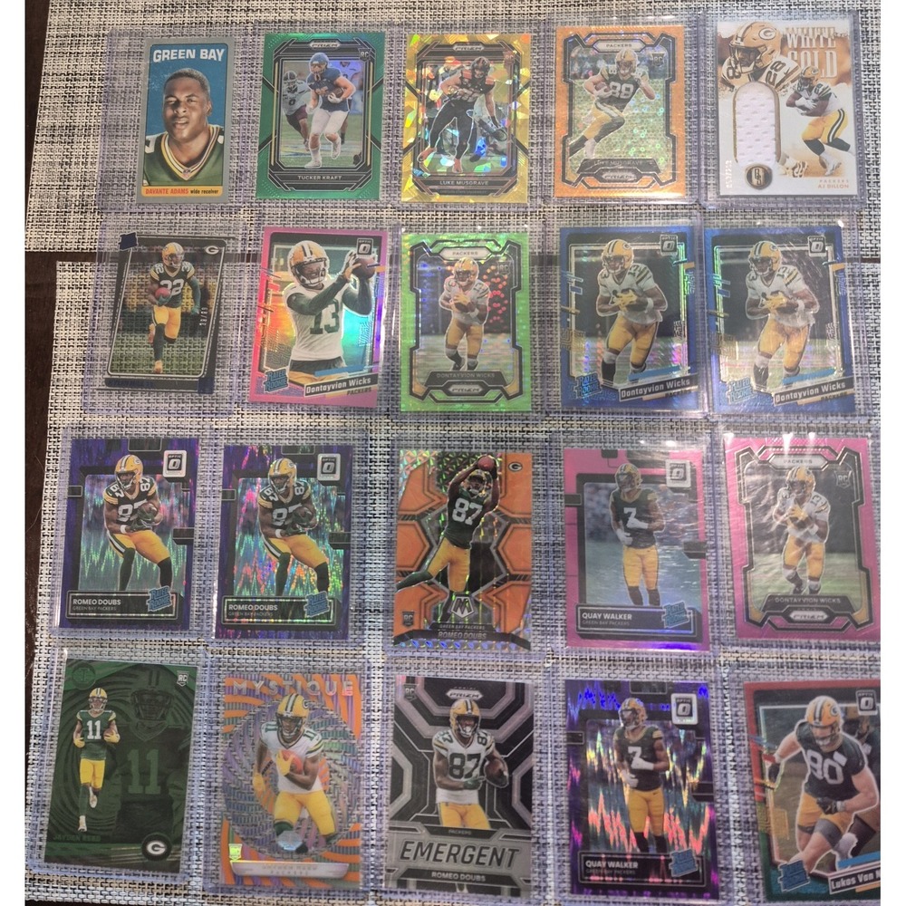Green Bay Packers 20 Card Rookie Lot Panini Prizm Optic Numbered Silver Inserts